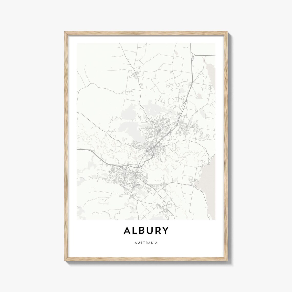Albury Australia Minimalist City Street Map Modern Line Art Wall Art