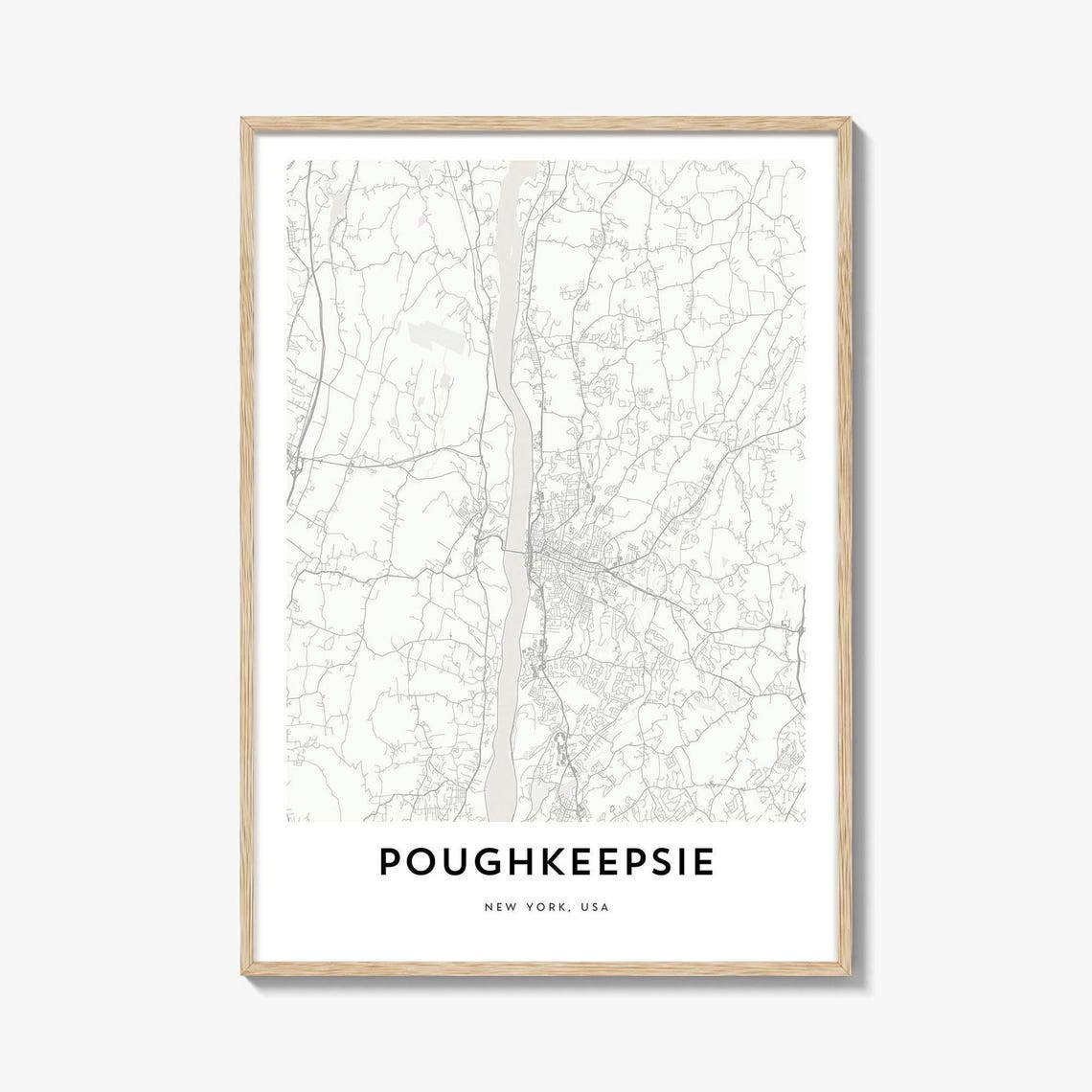Poughkeepsie New York Minimalist Hudson Valley City Map Poster