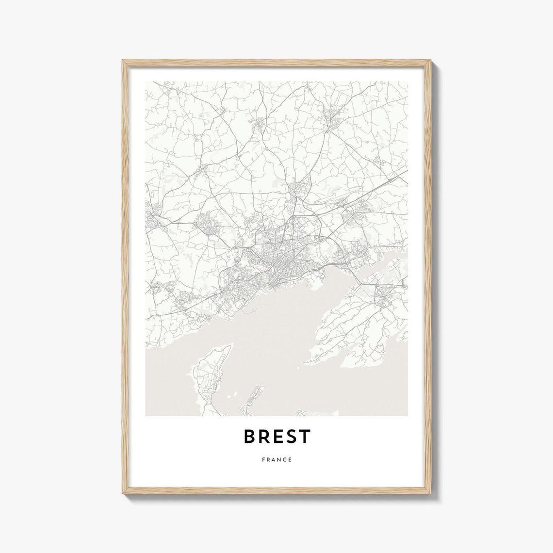 Brest France Minimalist Coastal City Street Map Modern Gift Poster