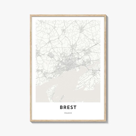 Brest France Minimalist Coastal City Street Map Modern Gift Poster