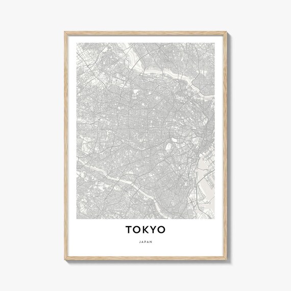 Tokyo Japan Minimalist Cream City Map Line Art Gift Travel Poster