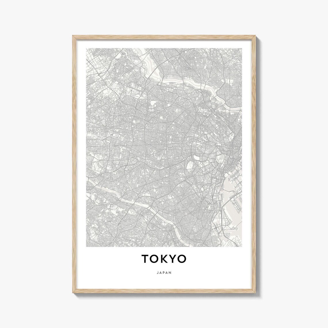 Tokyo Japan Minimalist Cream City Map Line Art Gift Travel Poster