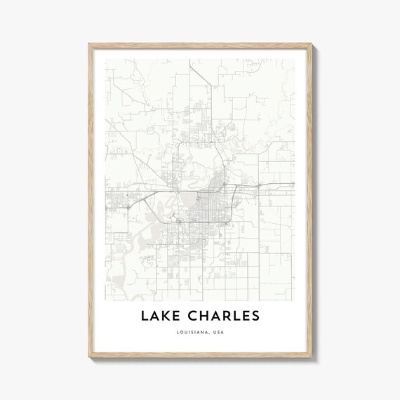 Lake Charles Louisiana Minimalist City Street Map Travel Poster