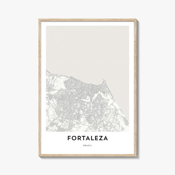 Fortaleza Brazil Minimalist Beige Coastal City Street Map Gift Poster