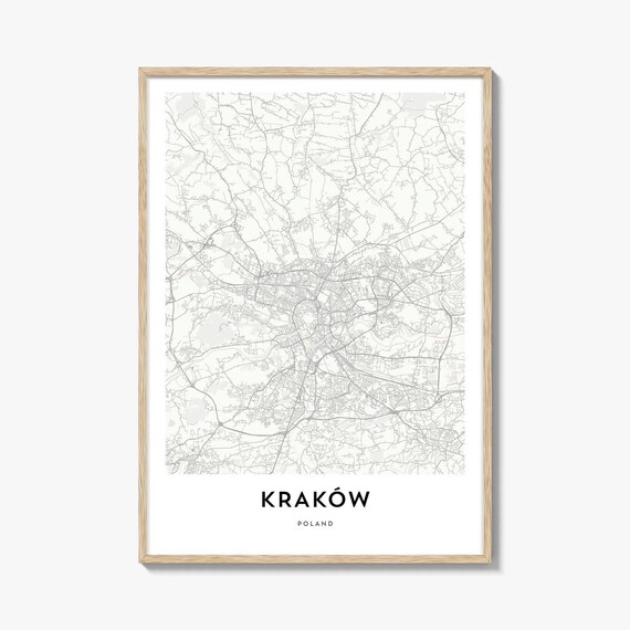 Kraków Poland Minimalist Street Map Line Art City Travel Poster
