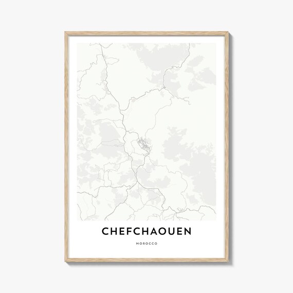 Chefchaouen Morocco Minimalist City Map Poster Gift Home Office Decor