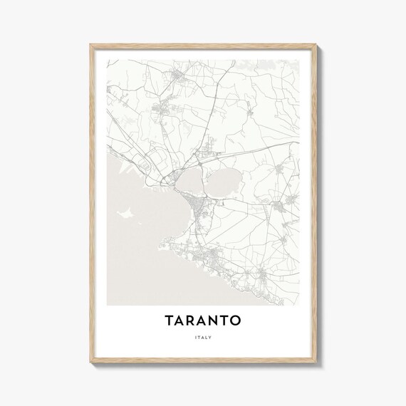 Taranto Italy Minimalist City Street Map Elegant Decor Travel Poster