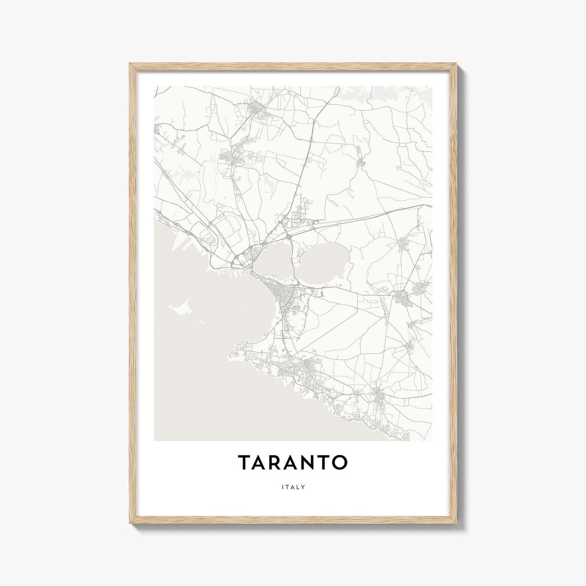 Taranto Italy Minimalist City Street Map Elegant Decor Travel Poster