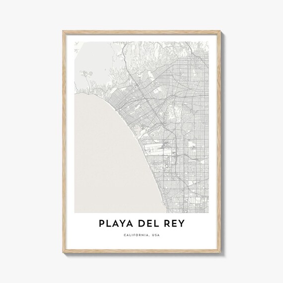 Playa Del Rey California Coast City Street Map Travel Poster