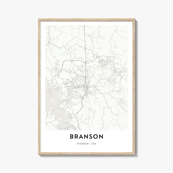 Branson Missouri Minimalist City Street Map Print Gift Decor