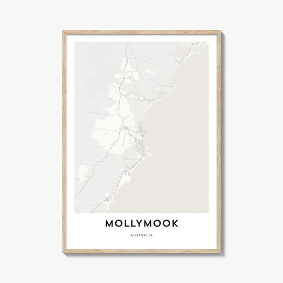 Mollymook Australia Minimalist Coastal City Map Travel Poster