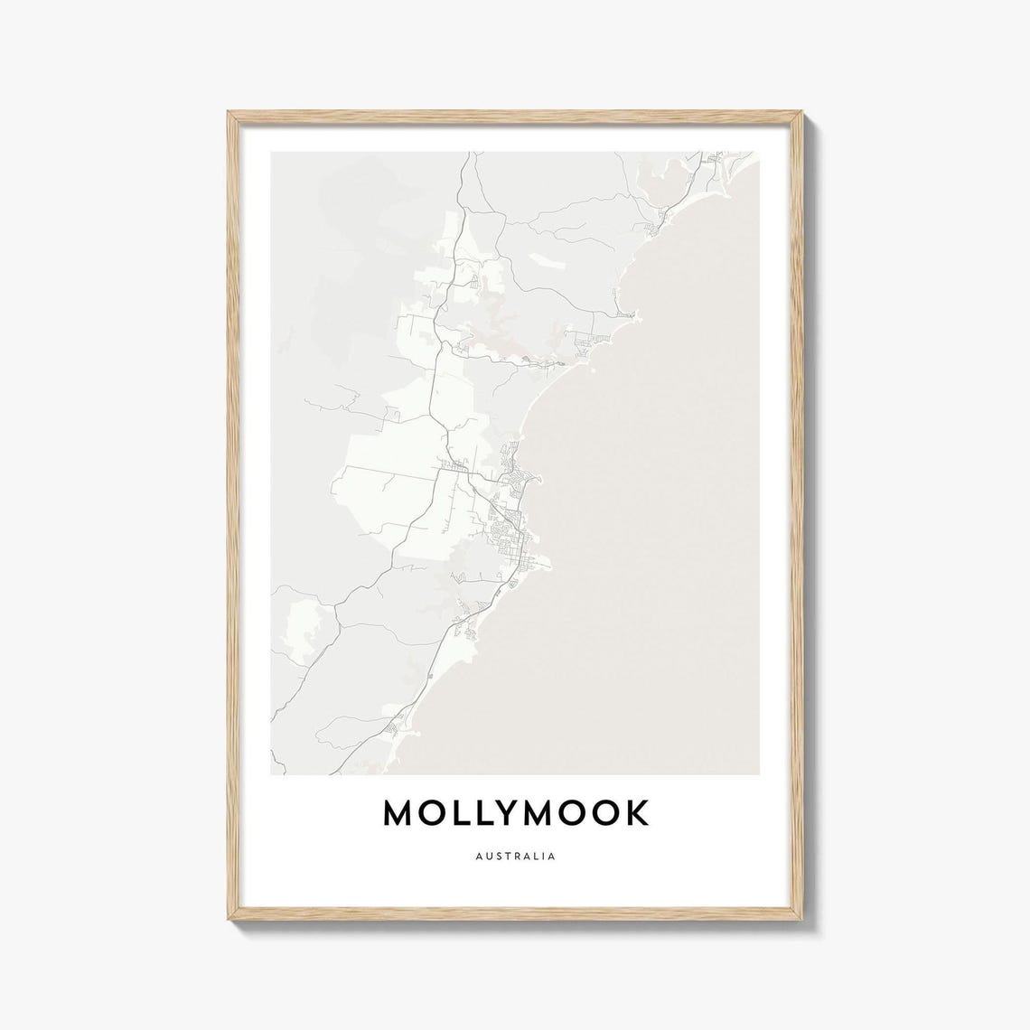Mollymook Australia Minimalist Coastal City Map Travel Poster