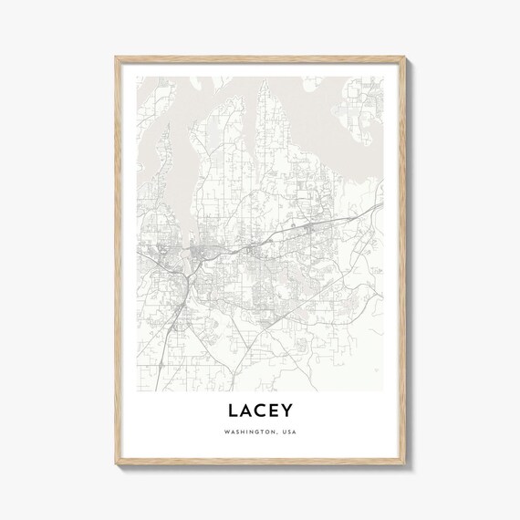 Lacey Washington State Minimalist City Street Map Art Poster