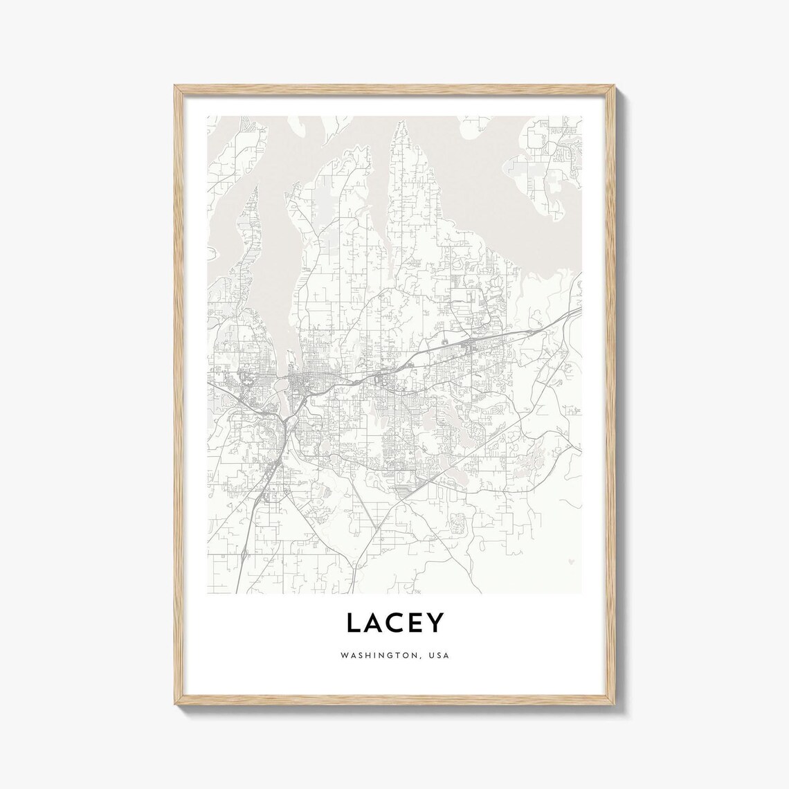 Lacey Washington State Minimalist City Street Map Art Poster