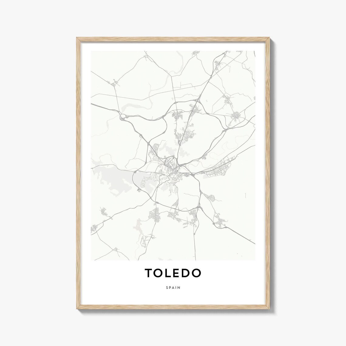 Toledo Spain Historic City Minimalist Street Map Art Decor Poster