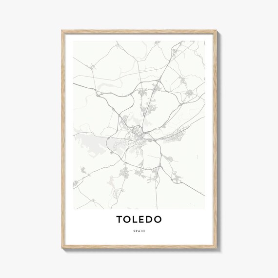 Toledo Spain Historic City Minimalist Street Map Art Decor Poster