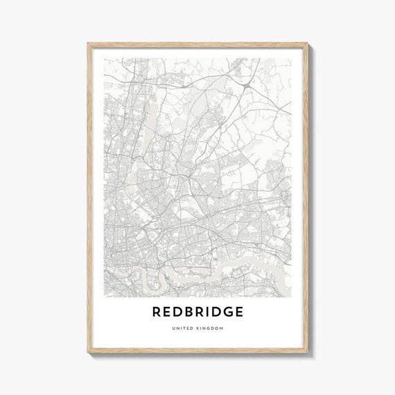 Redbridge United Kingdom Minimalist White Street Map Art Poster