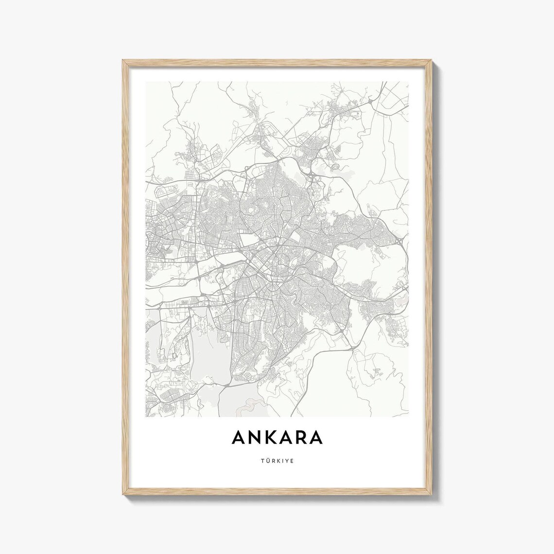 Ankara Türkiye Minimalist City Street Map Line Art Wall Art Decor