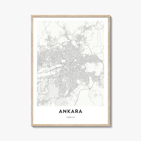 Ankara Türkiye Minimalist City Street Map Line Art Wall Art Decor