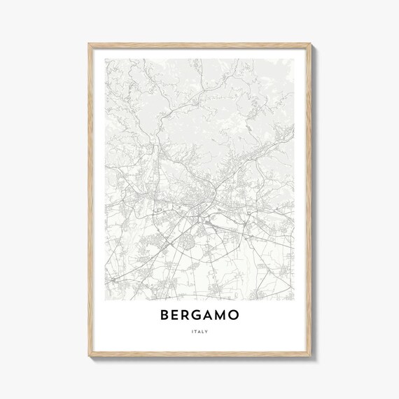 Bergamo Italy Minimalist City Street Map Modern Black White Poster