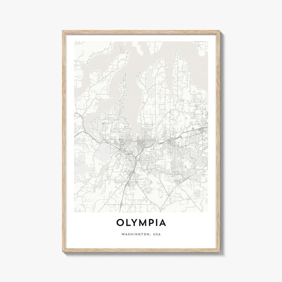 Minimalist Olympia Washington Black Line City Street Map Poster