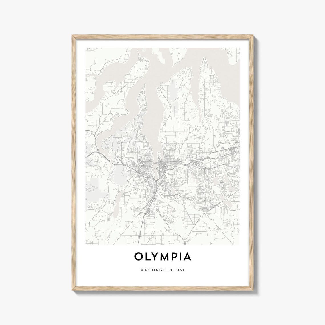 Minimalist Olympia Washington Black Line City Street Map Poster