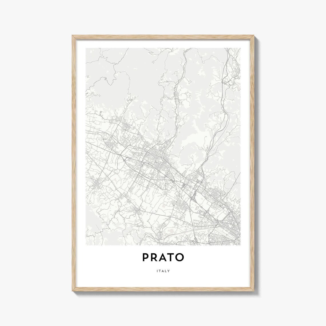 Prato Italy Minimalist City Street Map Tuscany Travel Poster