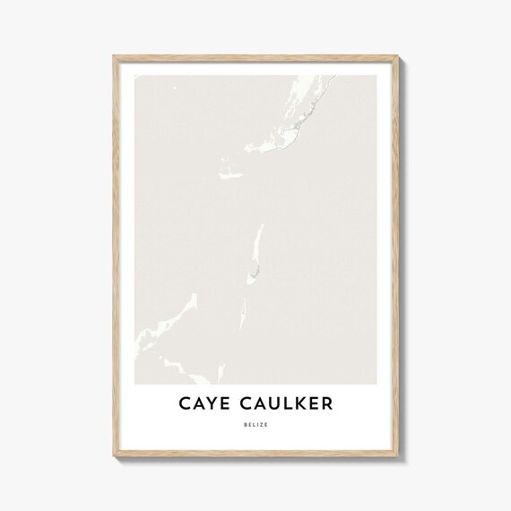 Caye Caulker Belize Island Map Minimalist Beige Coastal Art Print