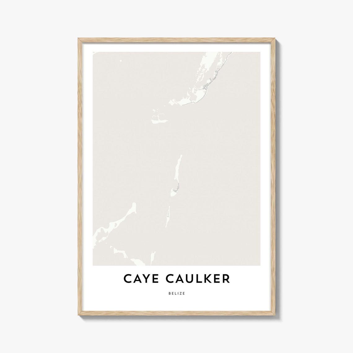 Caye Caulker Belize Island Map Minimalist Beige Coastal Art Print