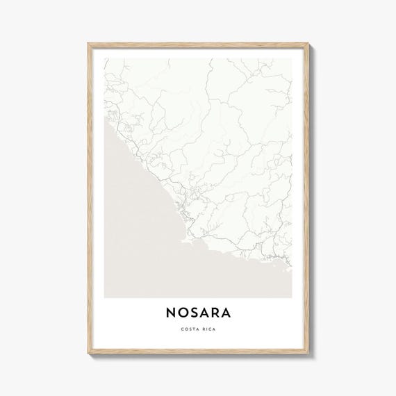 Nosara Map Art Print, Costa Rica Travel Poster