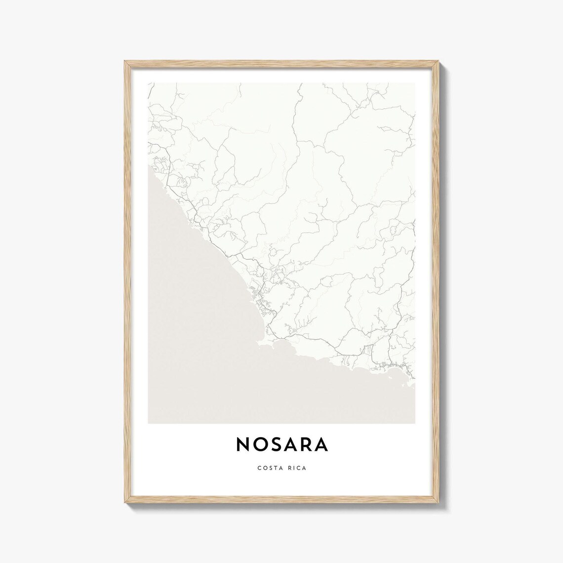 Nosara Map Art Print, Costa Rica Travel Poster