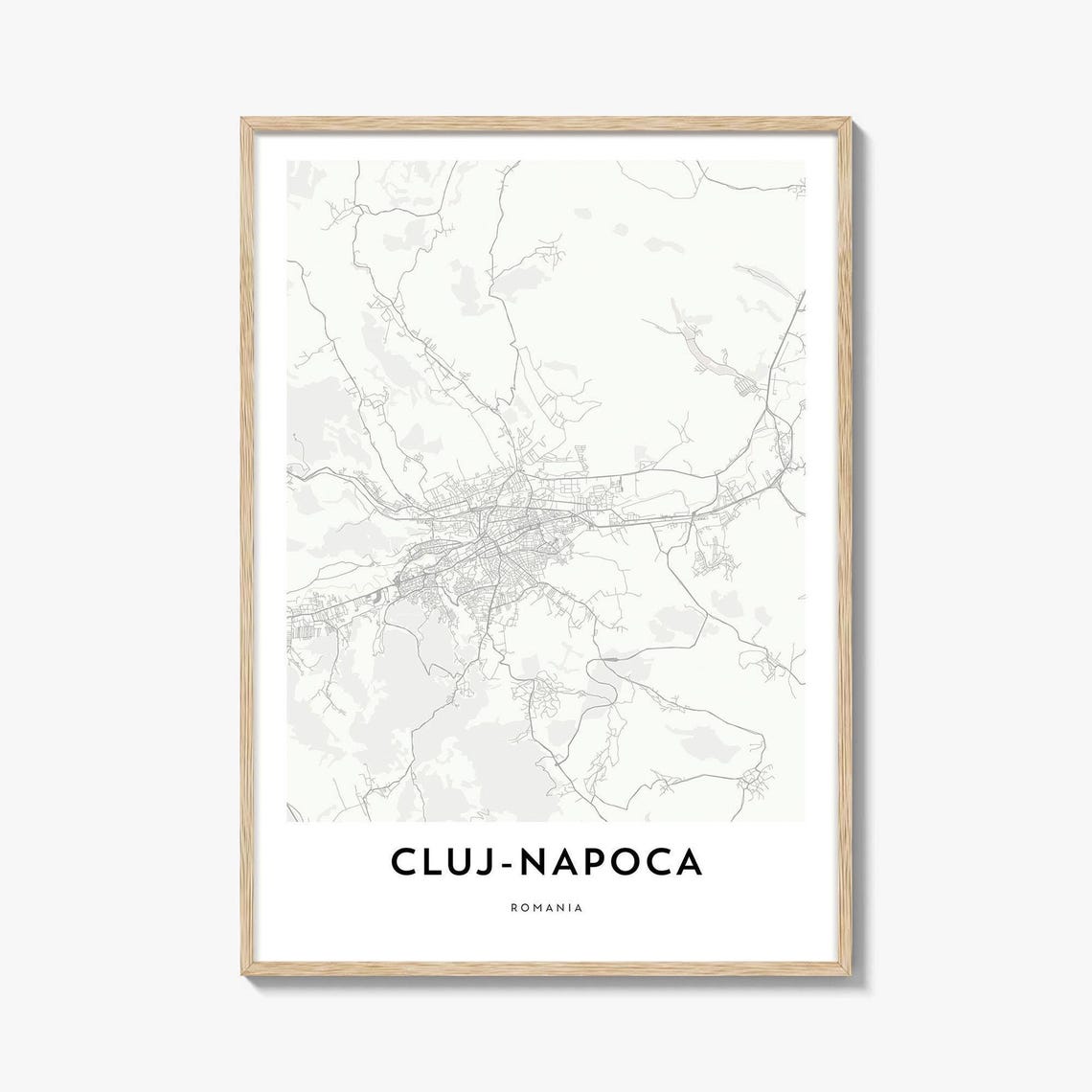 Cluj-Napoca Romania Modern Minimalist City Map Line Art Poster