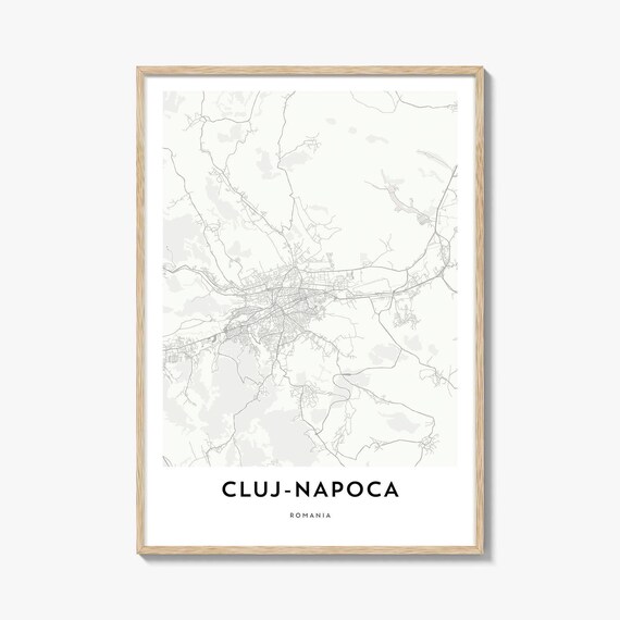 Cluj-Napoca Romania Modern Minimalist City Map Line Art Poster