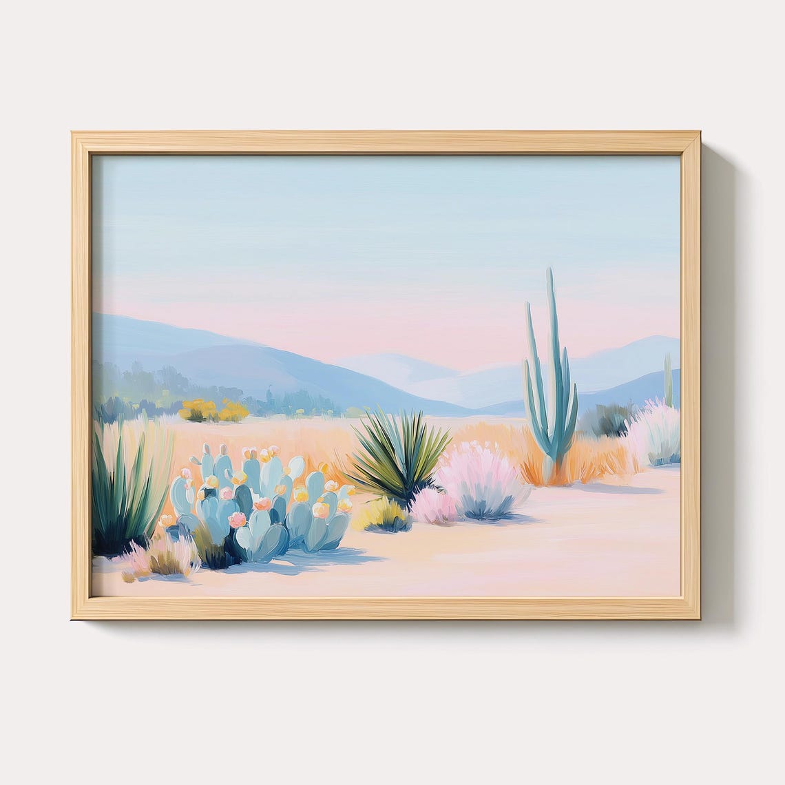 Pastel Desert Landscape with Saguaro Cactus Southwestern Poster