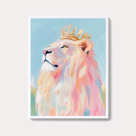 Golden Lion Watercolor Print King Of The Jungle Art Jpg Files Included