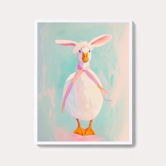 Easter Duck Print Boho Nursery Decor Minimalist Spring Art