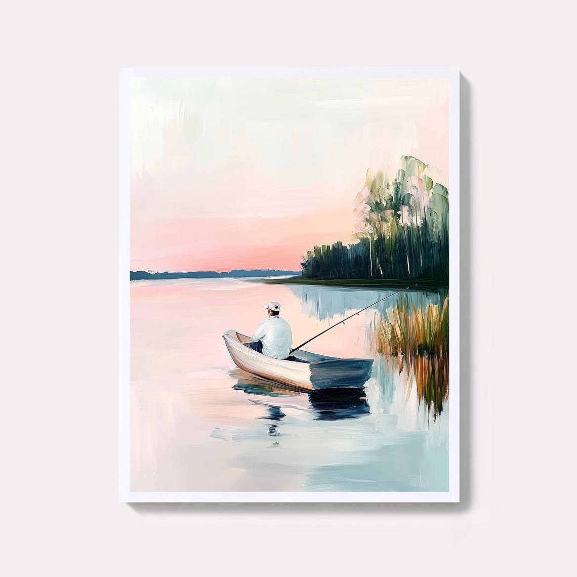 Watercolor Fishing Art Print Coastal Waterscape