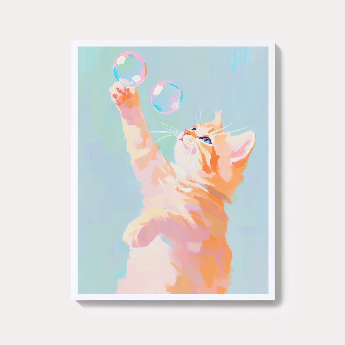 Pastel Kitten Illustration Girly Scrapbook Art Print Commercial Use