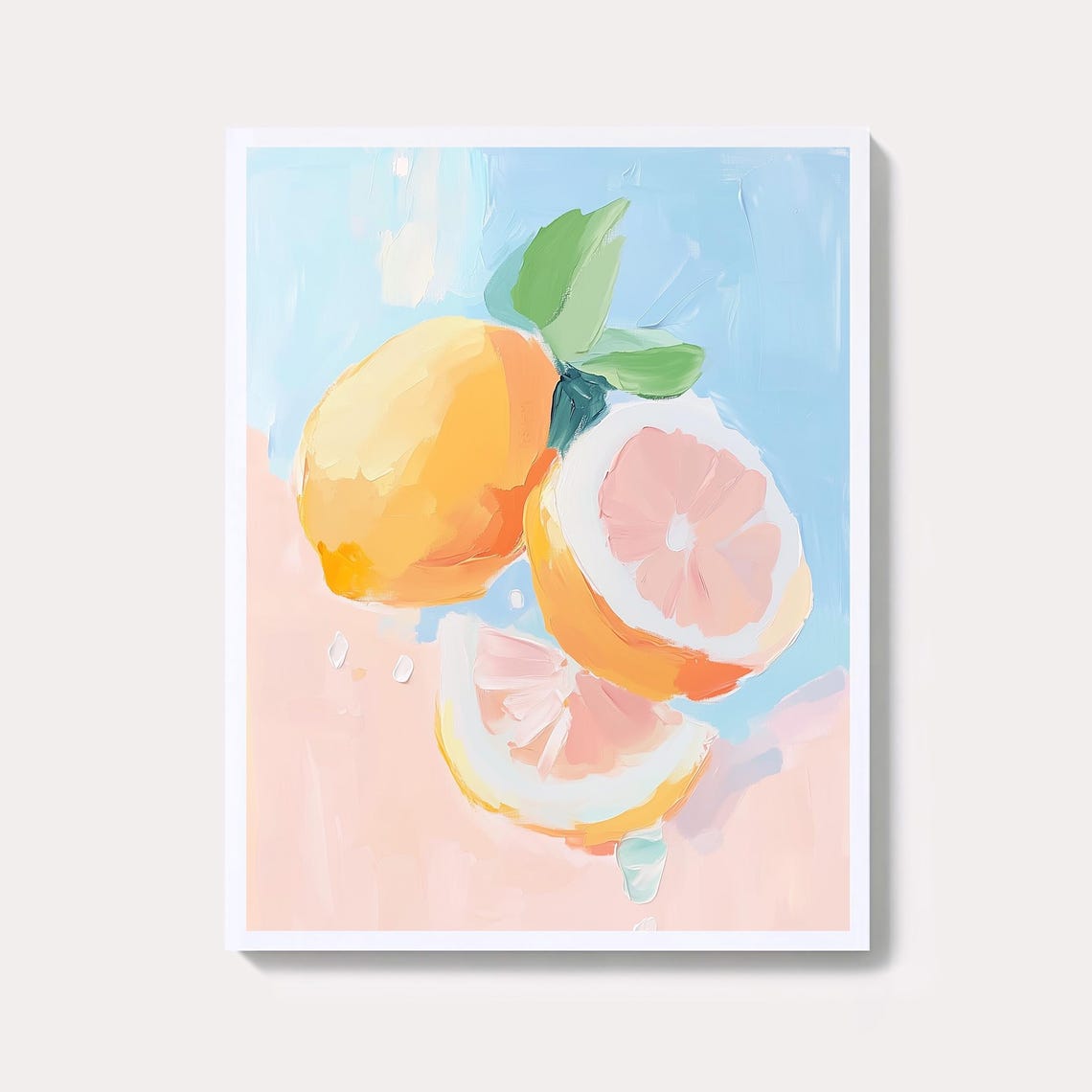 Fresh Lemon and Citrus Slices Watercolor Pastel Kitchen Wall Art