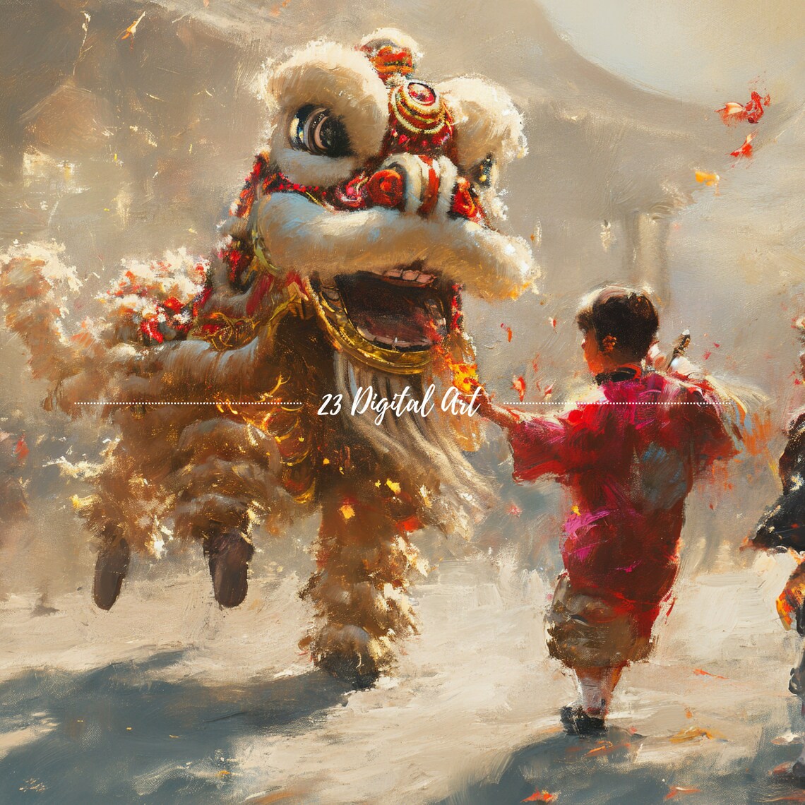 Chinese New Year Lion Dance Festival Kids Celebration TV Art Poster - Image 3