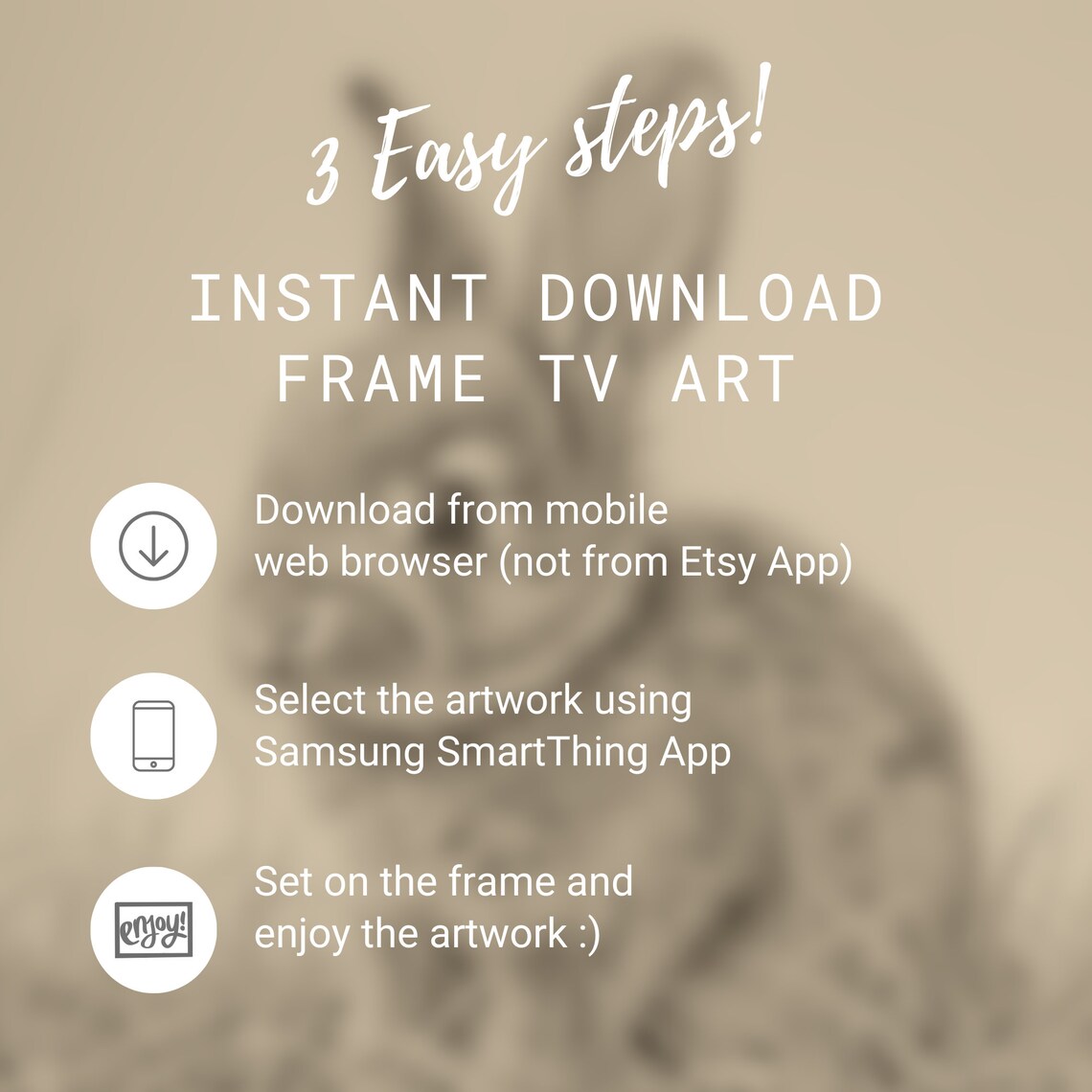 Bunny Rabbit Sketch Sepia Grass Vintage Pencil Drawing Frame TV Art Poster - Image 2