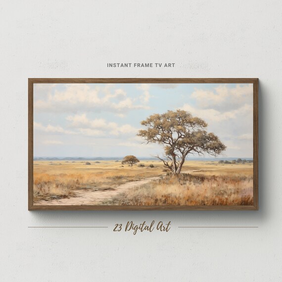 Frame Tv Art Rustic Oil Painting Of The Tree In The Summer Landscape Beautiful Moody Summer Frame Tv Art Frame Tv Art 086