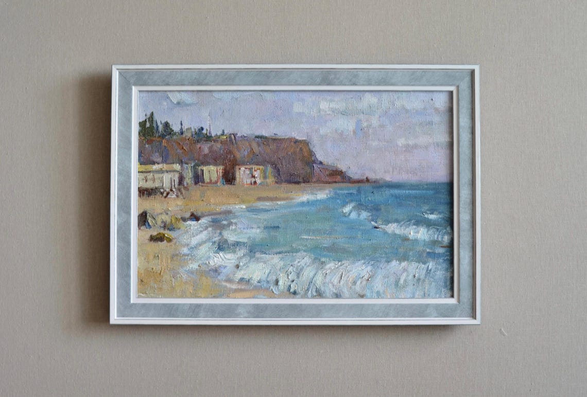 Black Sea Coast Sandy Beach With Cliffs Seascape Travel Poster