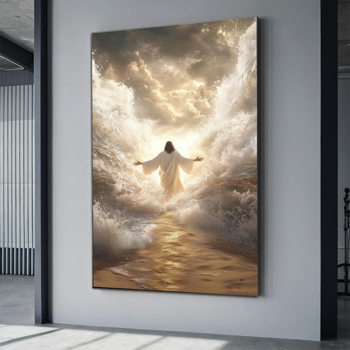 Jesus Walking on Water Poster, Bible Verse Art Print