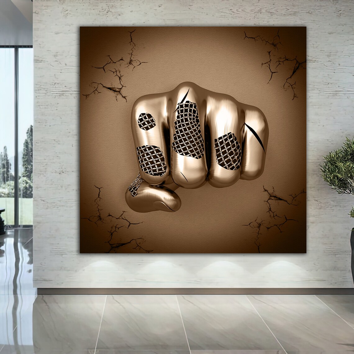 Chain Fist Painting Hand 3D Effect Art Print