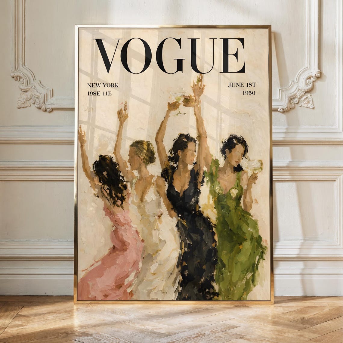 Vintage Vogue Women Dancing Magazine Cover Art Print Trendy Room Decor
