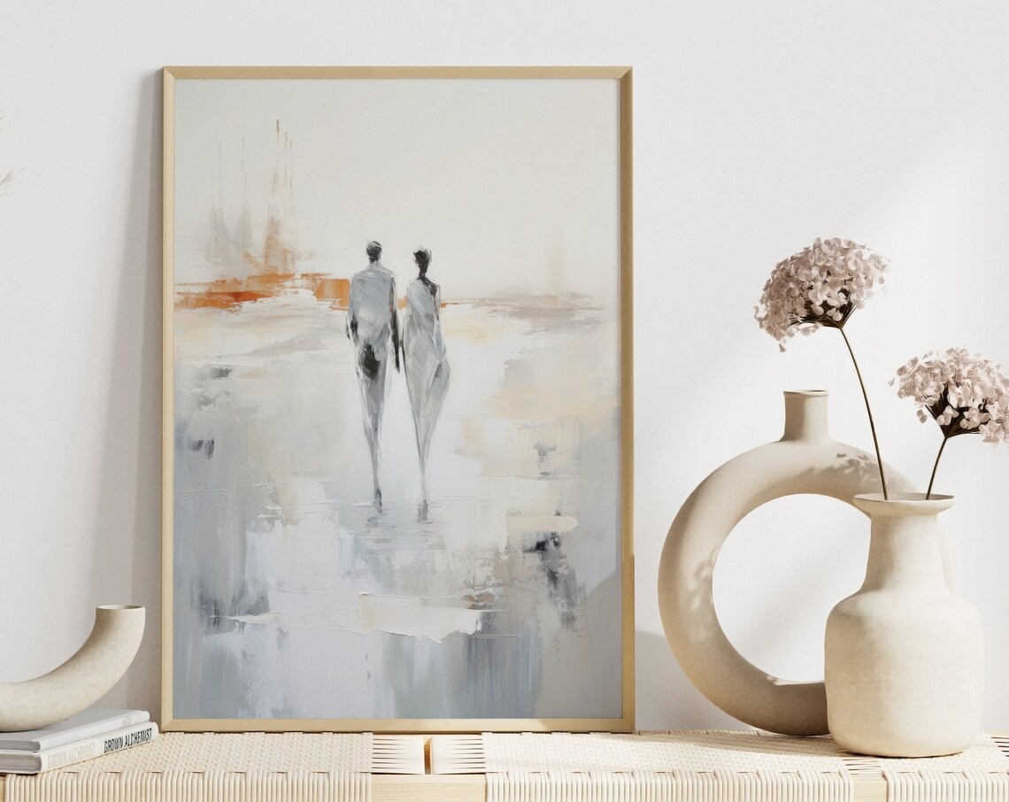 Abstract Couple Art Print, Modern Living Room Decor
