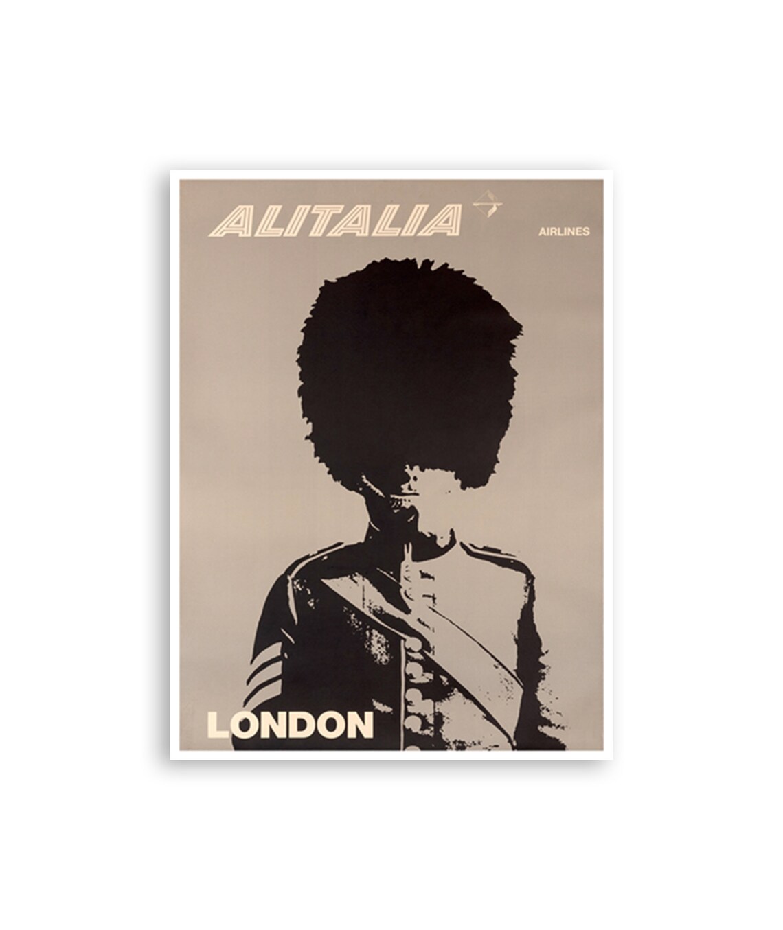 Alitalia Airlines London Guardsman Bearskin Vintage Travel Poster