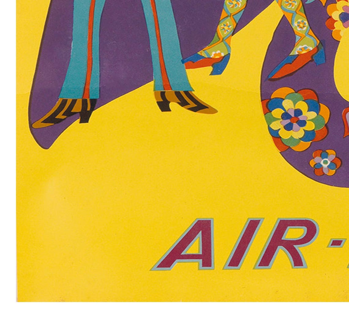 London Air India Vintage Travel Poster Psychedelic 60s Pop Art - Image 2