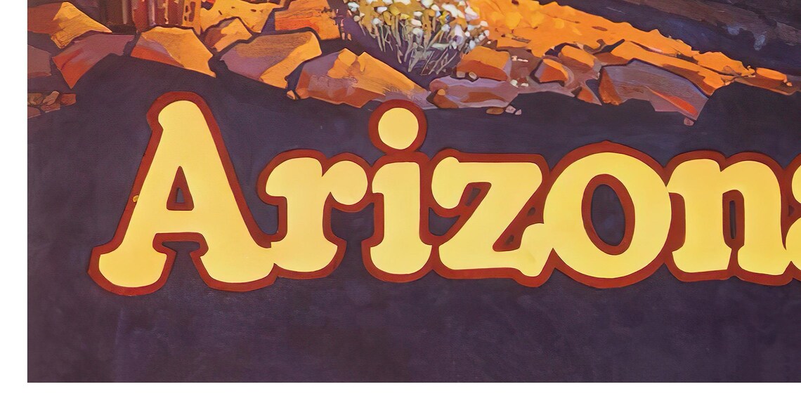 Arizona Santa Fe Cowboys Saguaro Desert Vintage Railroad Poster - Image 2